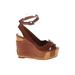 Dolce Vita Wedges: Brown Print Shoes - Women's Size 7 1/2 - Open Toe