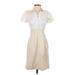 Theory Casual Dress - Shirtdress Collared Short sleeves: Ivory Print Dresses - Women's Size 0