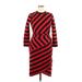 ELOQUII Casual Dress - Sheath High Neck 3/4 sleeves: Red Stripes Dresses - Women's Size 14 Plus