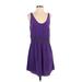 T. Babaton Casual Dress - Mini Scoop Neck Sleeveless: Purple Solid Dresses - Women's Size Small