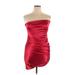 Ser.O.Ya Cocktail Dress - Party Strapless Sleeveless: Red Solid Dresses - New - Women's Size X-Large
