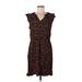 Old Navy Casual Dress - A-Line Tie Neck Sleeveless: Brown Floral Motif Dresses - Women's Size Large