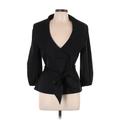 Ann Taylor Blazer Jacket: Short Black Print Jackets & Outerwear - Women's Size 10