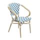 Chaise de terrasse bistrot parisien en aluminium et rotin bleu