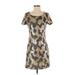 Rachel Zoe Casual Dress - Sheath Scoop Neck Short sleeves: Gold Dresses - Women's Size P