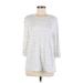J.Jill 3/4 Sleeve T-Shirt: White Print Tops - Women's Size Medium