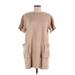 Lush Casual Dress - Mini Crew Neck Short sleeves: Tan Solid Dresses - Women's Size Medium