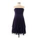 David's Bridal Cocktail Dress - Mini Open Neckline Sleeveless: Purple Print Dresses - Women's Size 10