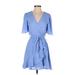 Blue Rain Casual Dress - Wrap: Blue Dresses - Women's Size X-Small