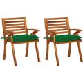 Set di 2 Sedie da Pranzo da Giardino con Cuscini,Sedia Moderna Di Design Massello di Acacia -IT72604