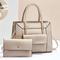 Grünes Set aus Handtasche und Geldbörse aus Kunstleder für Damen – elegante, strukturierte Tragetasche mit goldenen Akzenten fürs Büro, zum Einkaufen und für die Freizeit