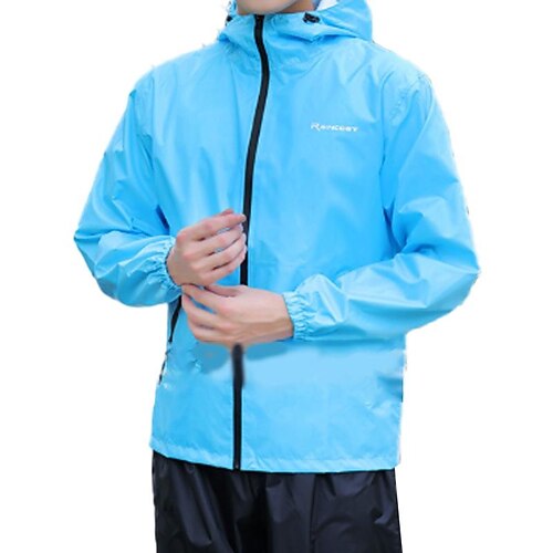 Herren Fahrradhose mit Jacke Regenjacke Wasserdicht Windundurchlässig Regendicht Atmungsaktiv Fahhrad Windbreaker Windjacke Regenmantel MTB Mountain Rennrad Radfahren in der Stadt Grün Blau Rosa Image