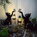 1/2 pièces lampe de pelouse solaire led extérieure chat noir pour décoration de jardin de cour Halloween noël nouvel an fête de mariage lampe de voie solaire étanche lampe de chat en fer noir