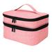 Blekii Clearance Womens Cosmetic Nail Polish Bag Organizer Double Layer Solid Color Travel Toiletry Bag Case Pouch Makeup Bag Pink