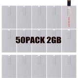 50PACK USB Flash Drives Credit Card Bank Card Shape Flash Drive Memory Stick Key Credit 2GB 2G USB Drive - Bulk Flash Drivesï¼ˆ50 Pcs (White Card)