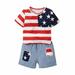 Shiningupup Summer Boys and Girls Independent Such As the Flag Short Sleeved Top Denim Shorts Set 24 Months To 6 Years Outfit Boy Baby Boy Outfits 18 24 Months Winter