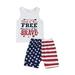 Shiningupup Toddler Baby Girl Shorts Set 4Th of July Clothes Independence Day Star Stripe Vest Tops Denim Pants Summer Outfit Baby Boy 12 18 Months Baby Clothes Boy 6 9 Months