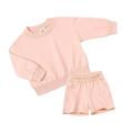 Shiningupup Toddler Girls Boys Winter Long Sleeve Solid Colour Tops Shorts 2Pcs Outfits Clothes Set for Babys Clothes Toddler Toddler Boy Clothes 2T Fall Toddler Romper Boys Collar