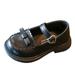Fashion Spring And Summer Children Casual Shoes Girls Flat Sole Thick Sole Solid Bowknot Buckle Party Dress Shoes Black 2.5 Years-3 Years
