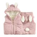 KYAIGUO Infant Baby Girls Fall Plush Vests Sleeveless Fleece Jacket 6M-5Y Rabbit Ears Hoodie Waistcoat Warm Padded Winter Coat Outerwear