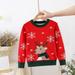 Cethrio Cute Christmas Knit Sweaters for Toddler Printed Long Sleeve Pullover Jumper for Holiday Red Size 120