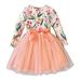 Toddler Baby Girl s Dailywear Fashion Long Sleeve Floral Prints Lace Princess Dress Elegant Soft Outwear