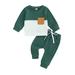 Xkwyshop Contrast Color Long Sleeve Sweatshirt and Sweatpants Set for Baby Boys