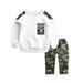 NIUREDLTD Kid Fall Winter Sweatsuits Set Letter Pants Camouflage Baby Kids Set Tracksuit Tops 2PCS Outfits Boys Teen Boys Outfits&Set Pullover Top and Joggers Outfit White 160