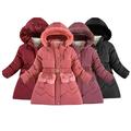 Esaierr 3-14 Years Warm Cute Cotton Outerwear for Toddler Kids Girls Padded Parka Puffer Jacket with Hooded Fall Winter Jacket Mid-Length Cotton Coats Jackets