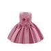 Toddler Girlâ€™s Dress Sleeveless Crew Neck Flower Beaded A-line Dress Patchwork Princess Dress for Party