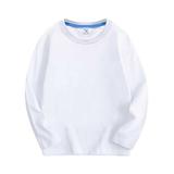 Fanxing Kids Boys Girls Solid Color Sweatshirt Children Long Sleeve Crewneck Pullover Fleece Lined Tops Kids Casual Tops Loose Plain Tunic Cute Blouse Tees White 1-2 Years