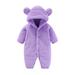 safuny Toddler Cotton Romper Jumpsuit Pants Casual Cute Ear Long Sleeve Button Jacket Comfy Flannel Soft Fleece Thicken Babies Infants Clothes Fashion Clearance Purple