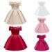 Elainilye Fashion Girls Princess Dresses Bowknot Off Shoulder Pleated Skirt Formal Dresses for Party Gown Long Dresses Sizes 3-10Y Red