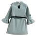 Jacenvly Winter Dresses for Toddler Girls Clearance Skin-Friendly Long Sleeve Shift Dress Casual Cute Light Blue Elegant Dress Bow Flared Sleeves with Belt Elegant Lady Dress for 4-7 Years Old Blue