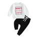Suealasg Toddler Baby Boys Valentine s Day Outfits 6M 1T 2T 3T Kids Boys Long Sleeve Letter Print Sweatshirt Sweatpants 2 Piece Casual Autumn Tracksuit Clothing for Little Boys