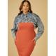 Plus Size Acid Wash Denim Shrug