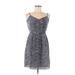 Broadway & Broome Casual Dress - A-Line V-Neck Sleeveless: Blue Chevron/Herringbone Dresses - Women's Size 8