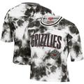 Damen Mitchell & Ness Schwarz/Weiß Vancouver Grizzlies Hardwood Classics Tie-Dye Cropped T-Shirt
