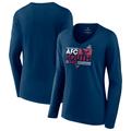 Marineblaues Houston Texans 2023 AFC South Division Champions Conquer Langarm-T-Shirt mit V-Ausschnitt für Damen mit Fanatics-Logo