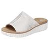 Pantolette RIEKER, Damen, Gr. 36, beige (hellbeige), Lederimitat, metallic, sportlich, Schuhe, Keilabsatz, Sommerschuh, Schlappen mit Juterahmen an der Laufsohle