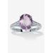 Women's 3.40 Tcw Oval Genuine Purple Amethyst And Cubic Zirconia Sterling Silver Ring by PalmBeach Jewelry in Purple (Size 8)
