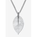 Women's Silvertone Leaf Drop Necklace, 26 Inch Chain, Plus 2 Inch Extension by PalmBeach Jewelry in Silver