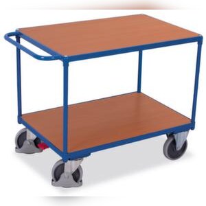 VARIOfit Tischwagen, Tragl. 500kg, 2 Etage(n), Ladefl. LxB 1200x800mm, Holzböden, RAL5010 Image