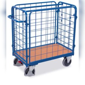 VARIOfit Etagenwagen, Tragl. 500kg, Ladefl. LxB 1000x700mm, Holzboden, RAL5010 Image