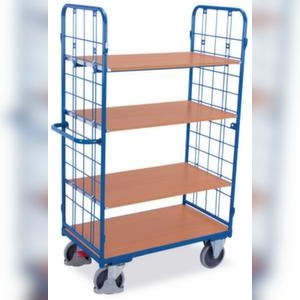 VARIOfit Etagenwagen, Tragl. 500kg, 4 Etage(n), Ladefl. LxB 1000x700mm, Holzböden, RAL5010 Image