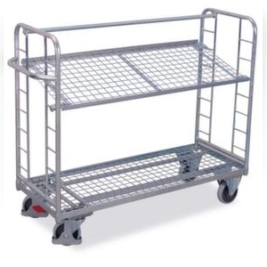 VARIOfit Etagenwagen, Tragl. 400kg, 2 Etage(n), Ladefl. LxB 1570x635mm, Drahtgitterböden Image