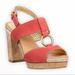 Coach Shoes | Coach Valeann Tulip Suede Cork Platform Sandals Coral Size 8.5 | Color: Pink/Red | Size: 8.5