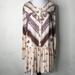 Free People Dresses | Free People Women's Boho Long Sleeve Cream Brown Long Sleeve Skater Dress Size S | Color: Brown/Pink | Size: S