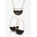 Women's Black Crystal Goldtone Geometric Necklace And Earrings Set by PalmBeach Jewelry in Black