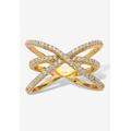 Women's .57 Tcw Cubic Zirconia 14K Yellow Gold-Plated Sterling Silver Crossover Ring by PalmBeach Jewelry in Gold (Size 7)